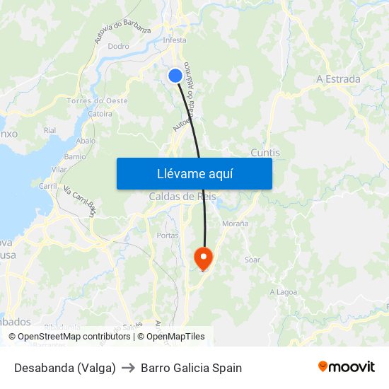 Desabanda (Valga) to Barro Galicia Spain map