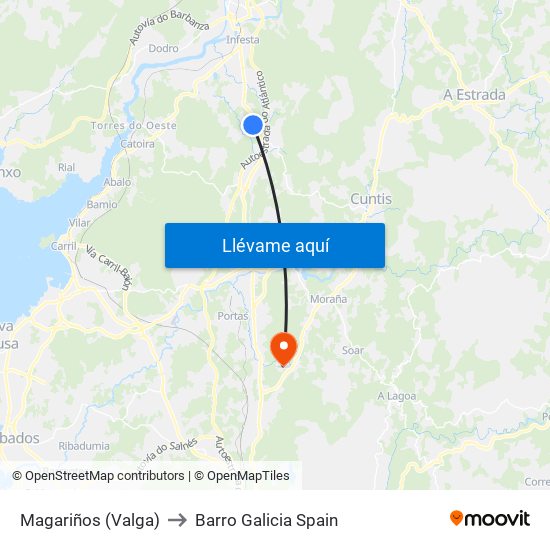 Magariños (Valga) to Barro Galicia Spain map