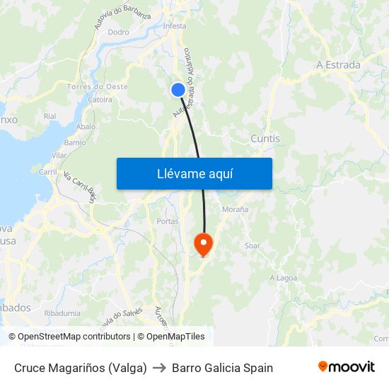 Cruce Magariños (Valga) to Barro Galicia Spain map