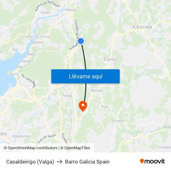 Casaldeirigo (Valga) to Barro Galicia Spain map