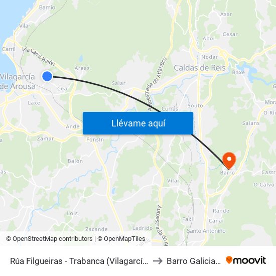 Rúa Filgueiras - Trabanca (Vilagarcía de Arousa) to Barro Galicia Spain map