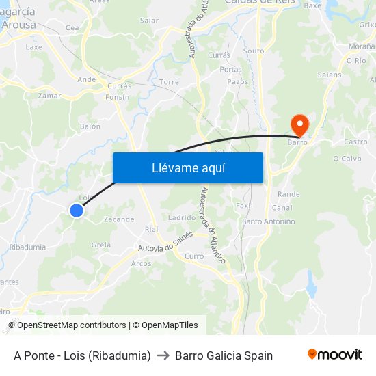 A Ponte - Lois (Ribadumia) to Barro Galicia Spain map