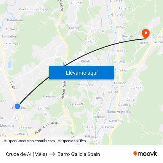 Cruce de Ai (Meis) to Barro Galicia Spain map