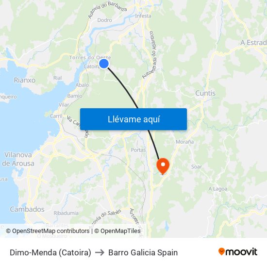 Dimo-Menda (Catoira) to Barro Galicia Spain map
