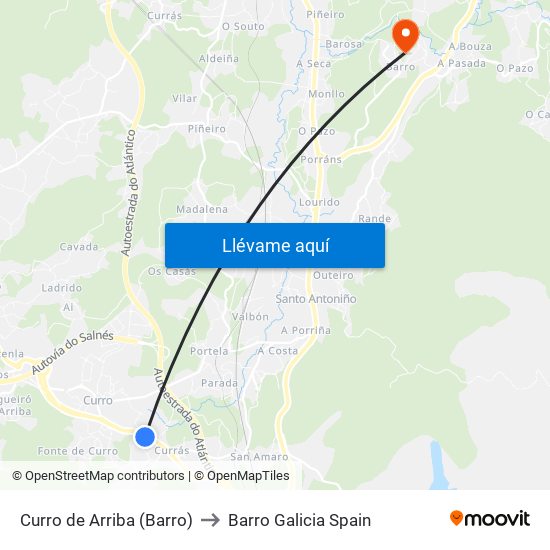 Curro de Arriba (Barro) to Barro Galicia Spain map