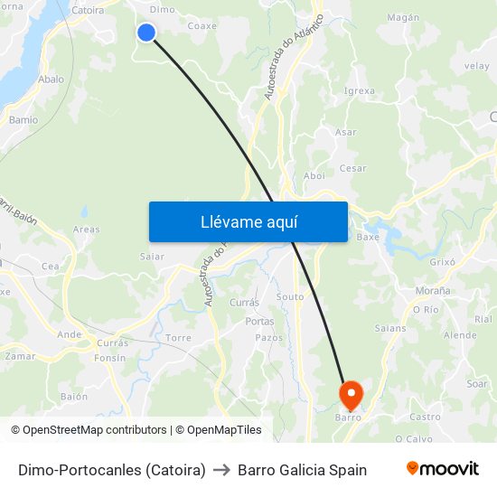 Dimo-Portocanles (Catoira) to Barro Galicia Spain map