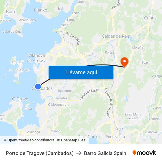 Porto de Tragove (Cambados) to Barro Galicia Spain map