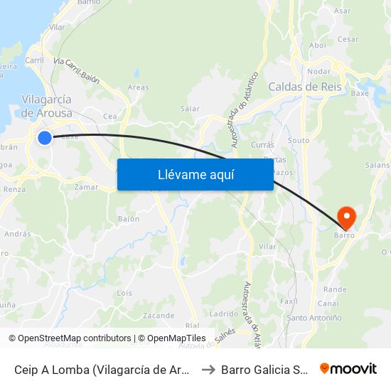 Ceip A Lomba (Vilagarcía de Arousa) to Barro Galicia Spain map
