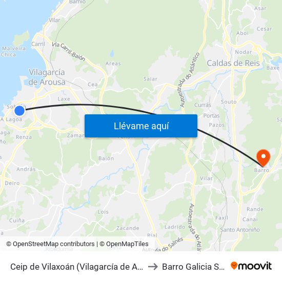 Ceip de Vilaxoán (Vilagarcía de Arousa) to Barro Galicia Spain map