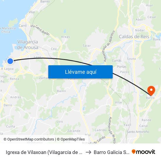 Igrexa de Vilaxoan (Vilagarcía de Arousa) to Barro Galicia Spain map