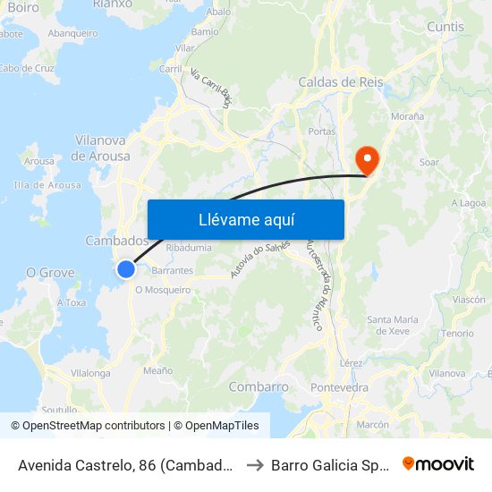 Avenida Castrelo, 86 (Cambados) to Barro Galicia Spain map