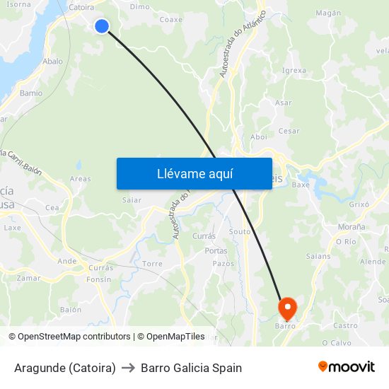 Aragunde (Catoira) to Barro Galicia Spain map