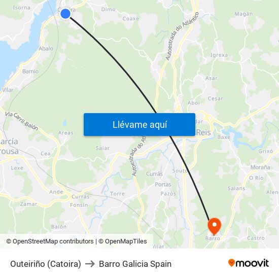 Outeiriño (Catoira) to Barro Galicia Spain map