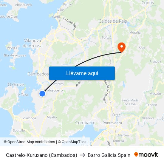 Castrelo-Xuruxano (Cambados) to Barro Galicia Spain map