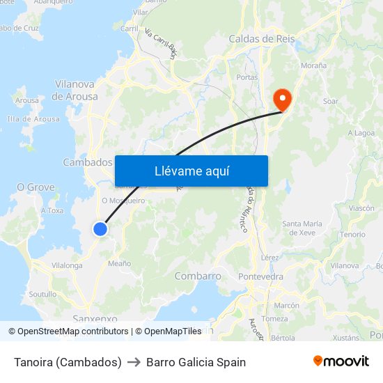 Tanoira (Cambados) to Barro Galicia Spain map