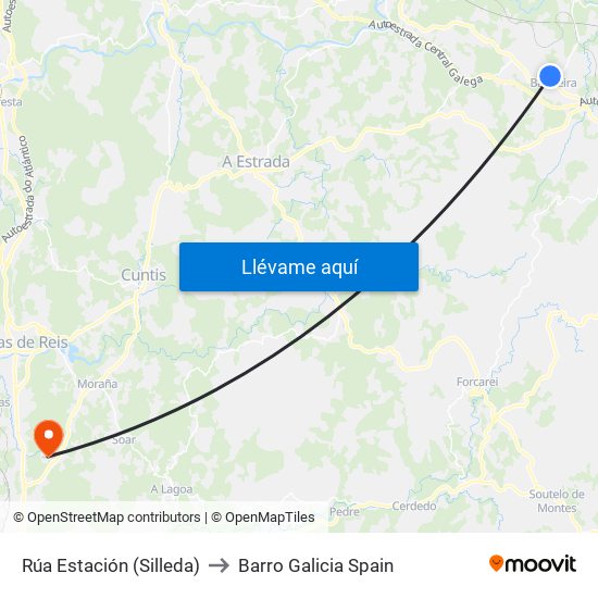 Rúa Estación (Silleda) to Barro Galicia Spain map