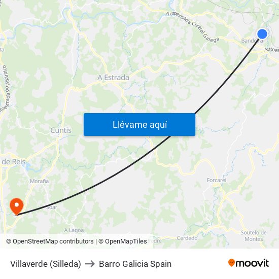 Villaverde (Silleda) to Barro Galicia Spain map