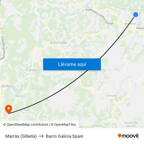 Marrás (Silleda) to Barro Galicia Spain map
