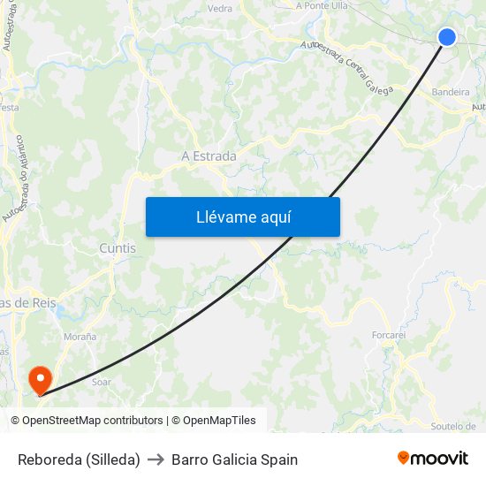 Reboreda (Silleda) to Barro Galicia Spain map