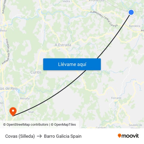 Covas (Silleda) to Barro Galicia Spain map