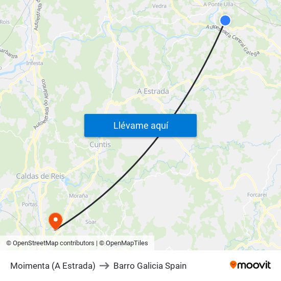 Moimenta (A Estrada) to Barro Galicia Spain map