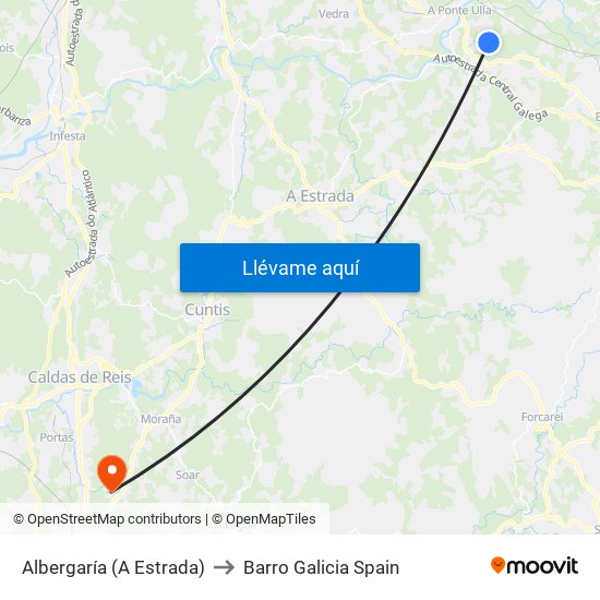 Albergaría (A Estrada) to Barro Galicia Spain map