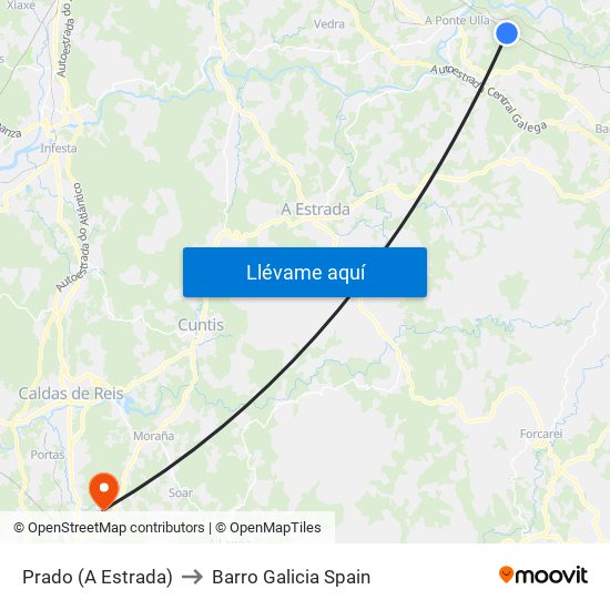 Prado (A Estrada) to Barro Galicia Spain map