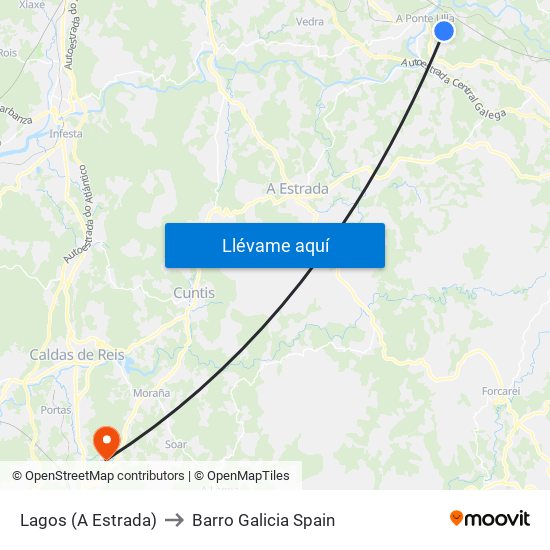 Lagos (A Estrada) to Barro Galicia Spain map