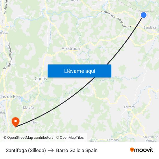 Santifoga (Silleda) to Barro Galicia Spain map