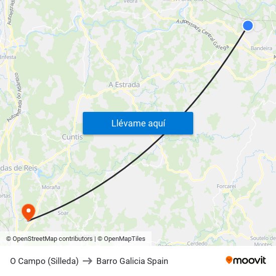 O Campo (Silleda) to Barro Galicia Spain map