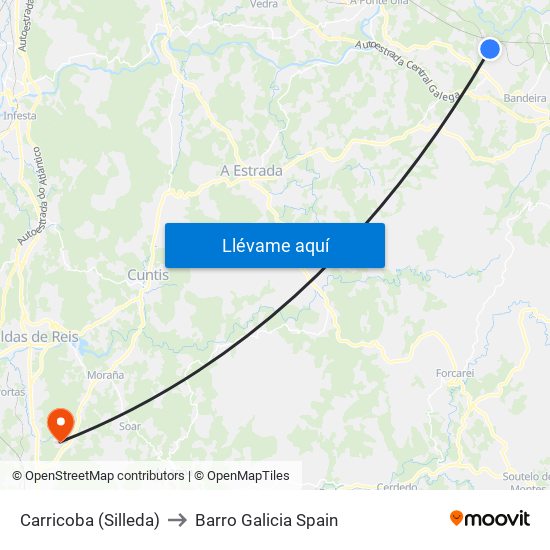 Carricoba (Silleda) to Barro Galicia Spain map