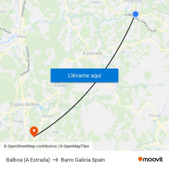 Balboa (A Estrada) to Barro Galicia Spain map