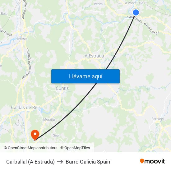Carballal (A Estrada) to Barro Galicia Spain map