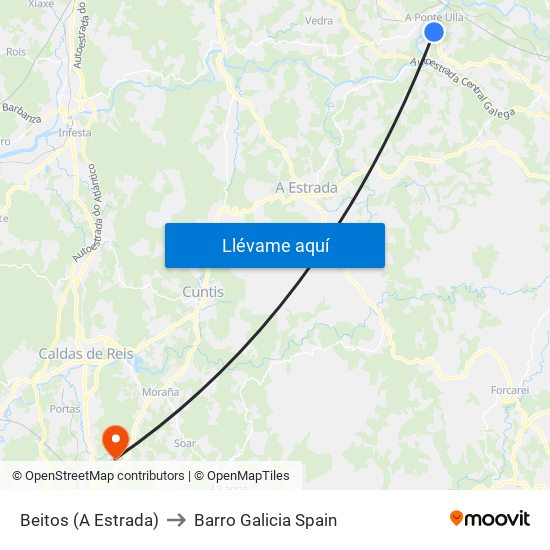 Beitos (A Estrada) to Barro Galicia Spain map