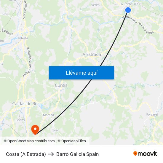 Costa (A Estrada) to Barro Galicia Spain map