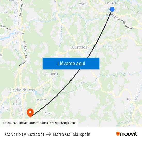Calvario (A Estrada) to Barro Galicia Spain map