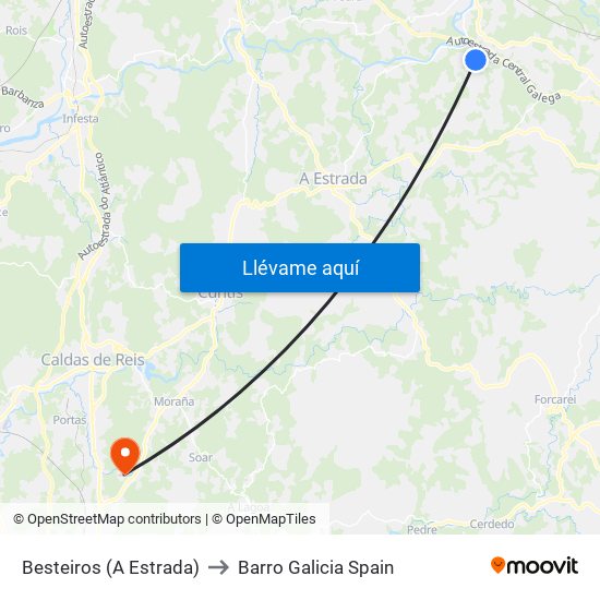 Besteiros (A Estrada) to Barro Galicia Spain map