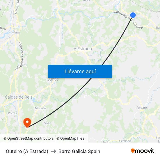 Outeiro (A Estrada) to Barro Galicia Spain map