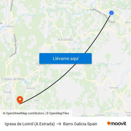 Igrexa de Loimil (A Estrada) to Barro Galicia Spain map