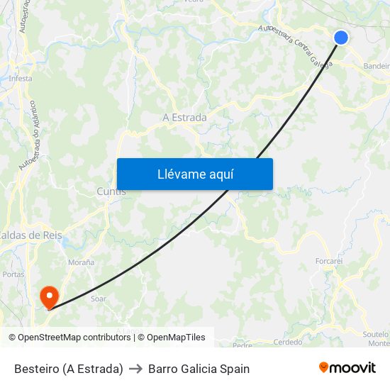 Besteiro (A Estrada) to Barro Galicia Spain map