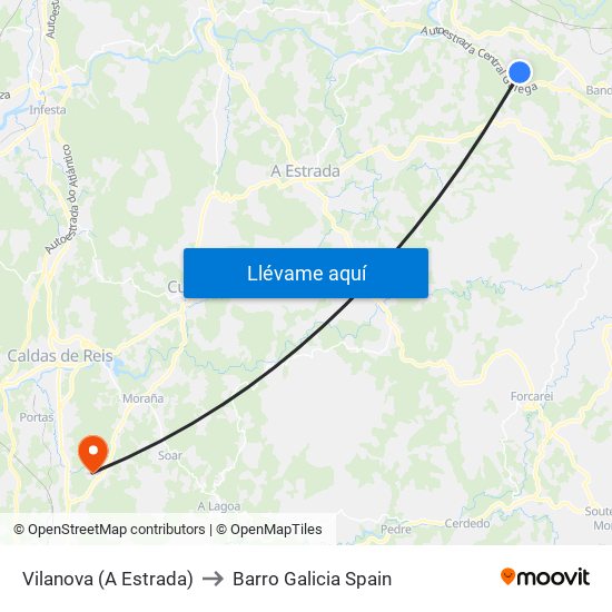 Vilanova (A Estrada) to Barro Galicia Spain map