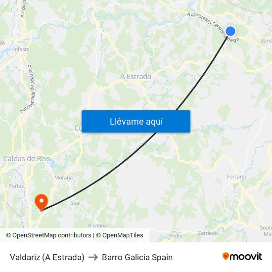 Valdariz (A Estrada) to Barro Galicia Spain map