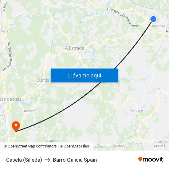 Casela (Silleda) to Barro Galicia Spain map