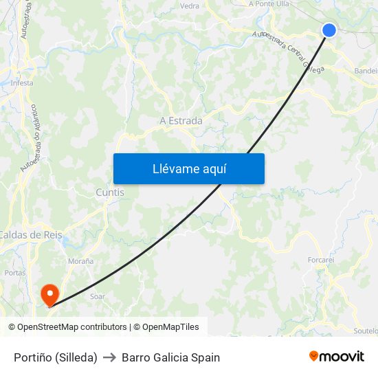 Portiño (Silleda) to Barro Galicia Spain map