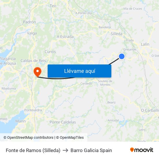 Fonte de Ramos (Silleda) to Barro Galicia Spain map