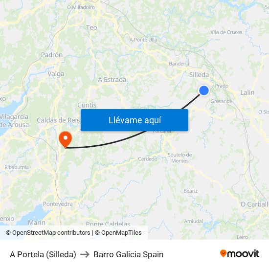 A Portela (Silleda) to Barro Galicia Spain map