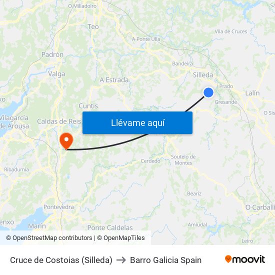 Cruce de Costoias (Silleda) to Barro Galicia Spain map