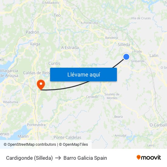 Cardigonde (Silleda) to Barro Galicia Spain map
