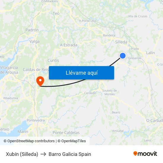 Xubín (Silleda) to Barro Galicia Spain map