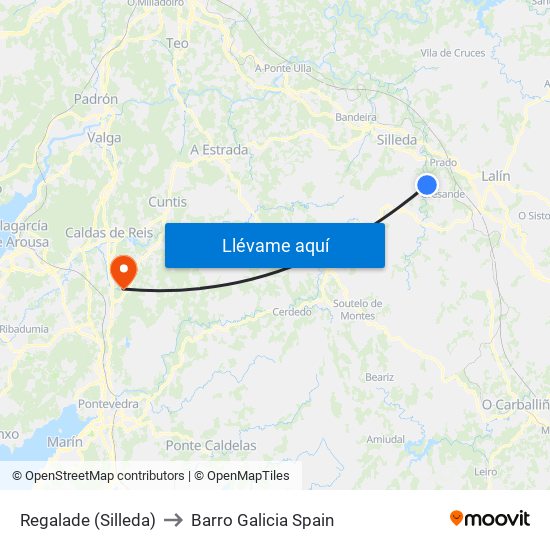 Regalade (Silleda) to Barro Galicia Spain map